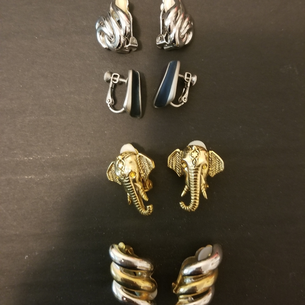 Set of 4 Vintage Clip on Earrings